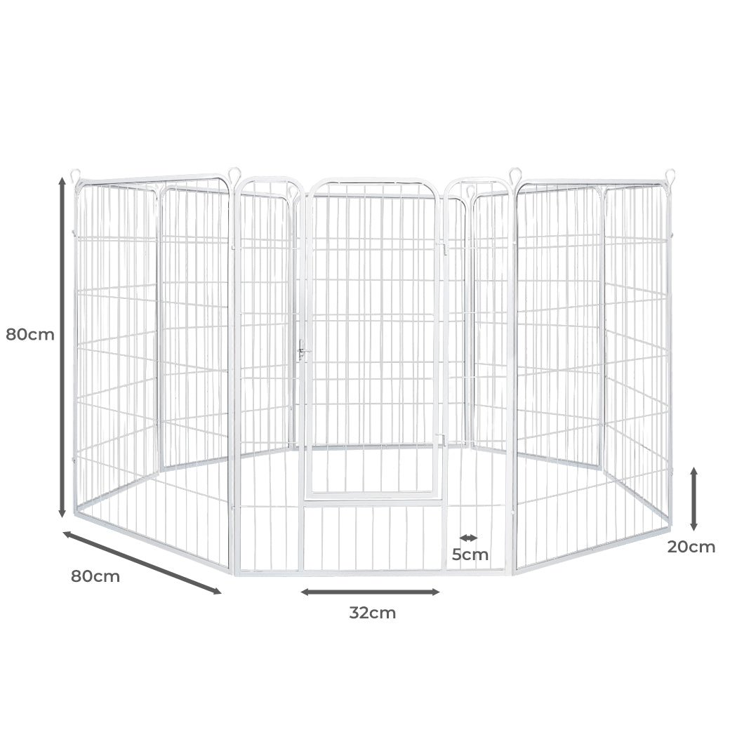 8 Panel 32'' Puppy Exercise Playpen Enclosure - White-3