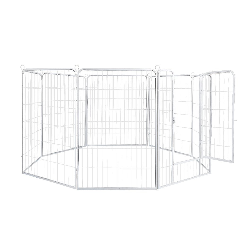 8 Panel 32'' Puppy Exercise Playpen Enclosure - White-1