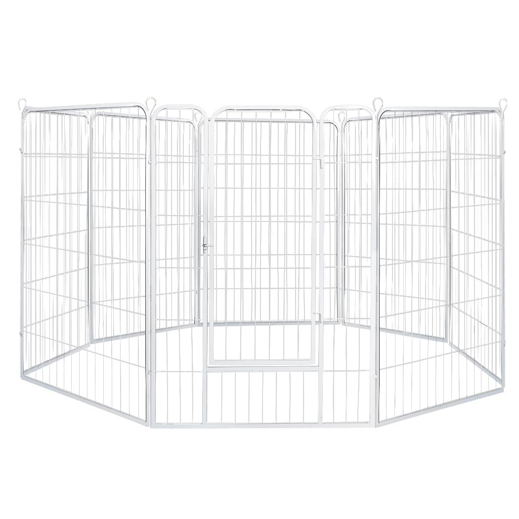 8 Panel 32'' Puppy Exercise Playpen Enclosure - White-0