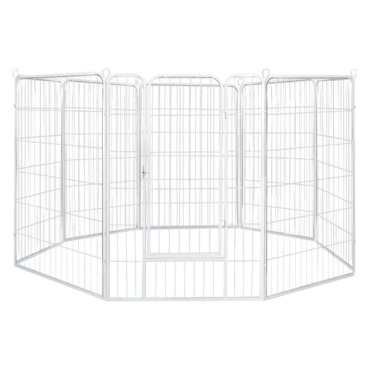 8 Panel 32'' Puppy Exercise Playpen Enclosure - White-0