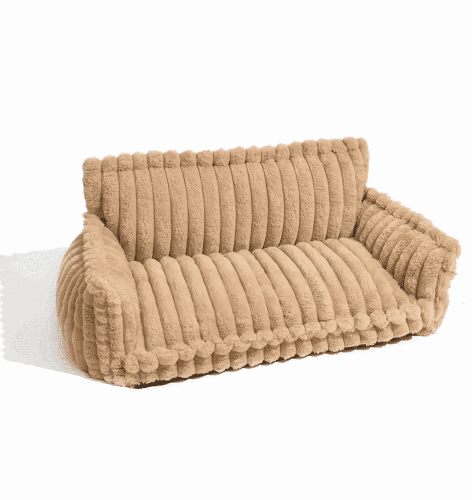 Factory Wholesale Luxury Trendy Striped Faux Lambswool Double Layer Orthopedic Dog Sofa Bed Soft Rectangle Plush Material-5