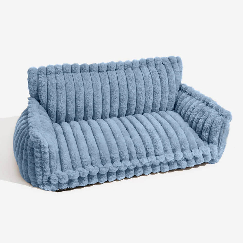 Factory Wholesale Luxury Trendy Striped Faux Lambswool Double Layer Orthopedic Dog Sofa Bed Soft Rectangle Plush Material-9