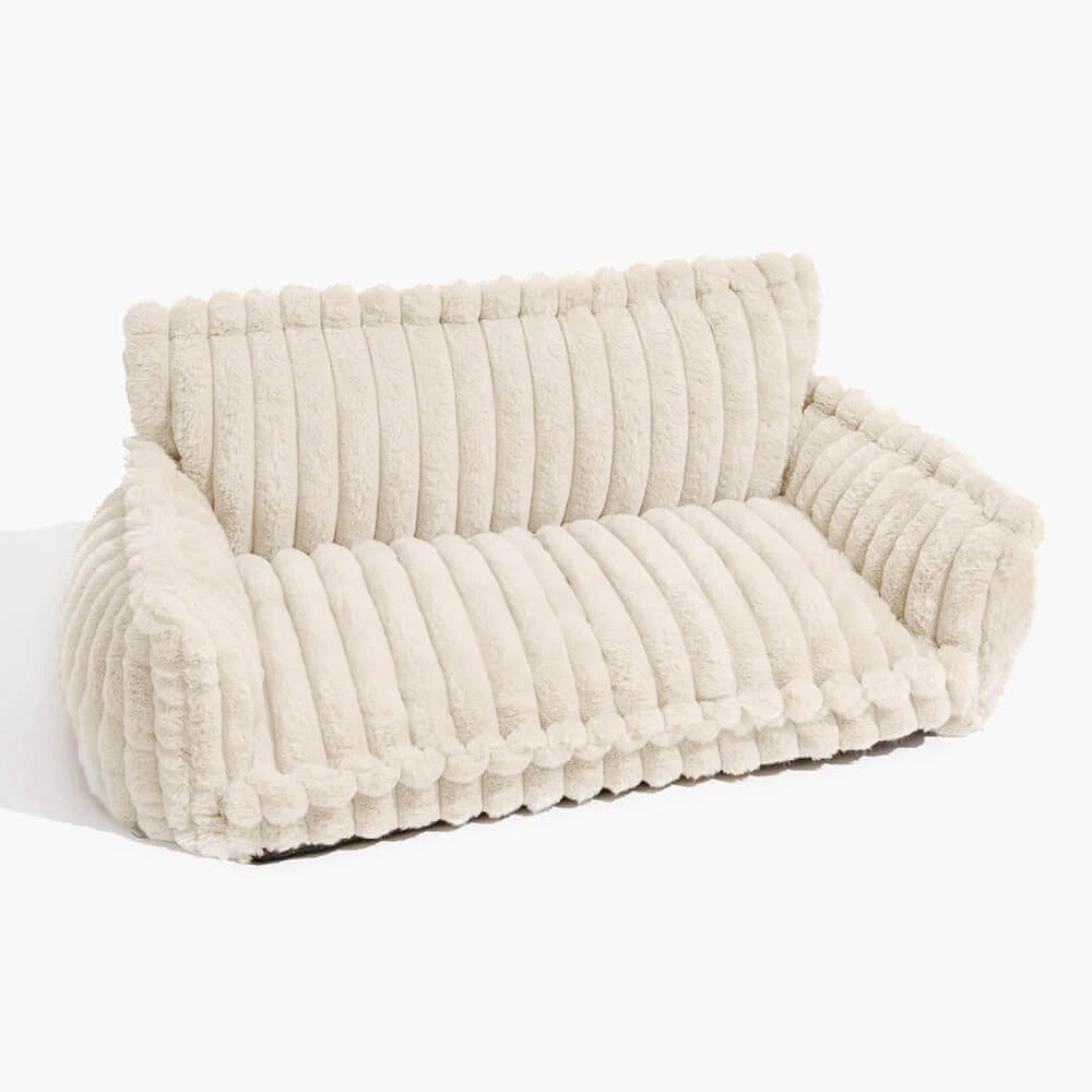 Factory Wholesale Luxury Trendy Striped Faux Lambswool Double Layer Orthopedic Dog Sofa Bed Soft Rectangle Plush Material-6