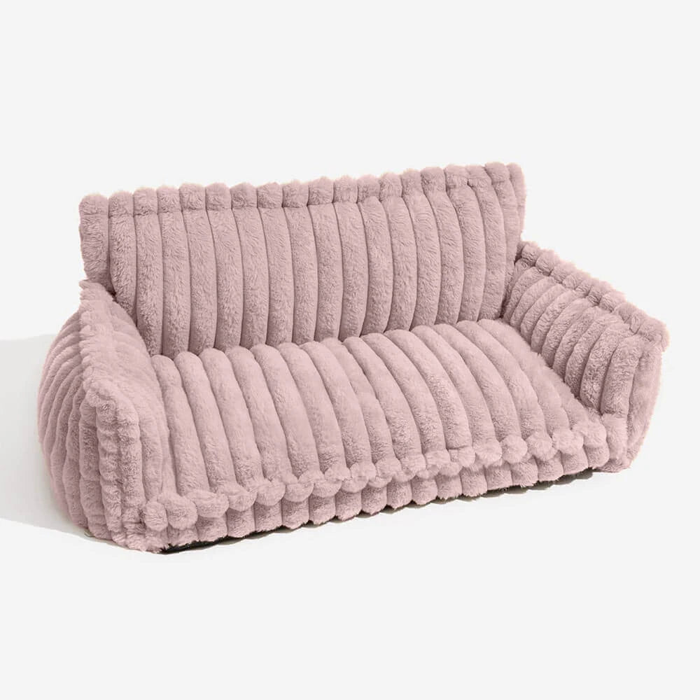 Factory Wholesale Luxury Trendy Striped Faux Lambswool Double Layer Orthopedic Dog Sofa Bed Soft Rectangle Plush Material-10