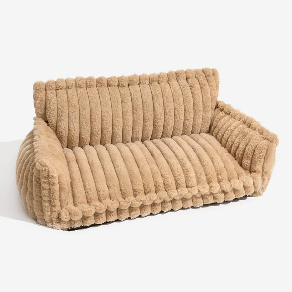 Factory Wholesale Luxury Trendy Striped Faux Lambswool Double Layer Orthopedic Dog Sofa Bed Soft Rectangle Plush Material-8